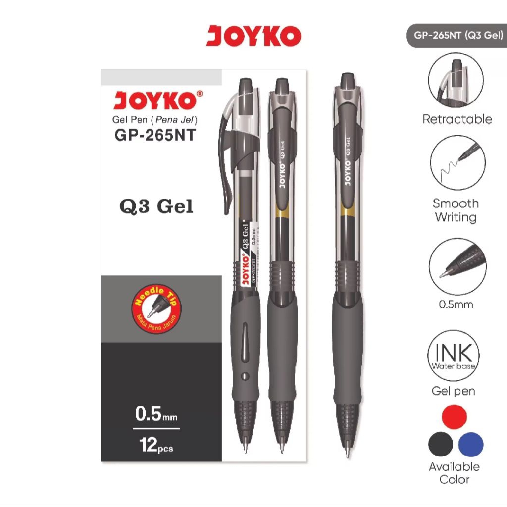 

1 Pcs Pulpen Joyko Q3 Gel 0.5mm HITAM