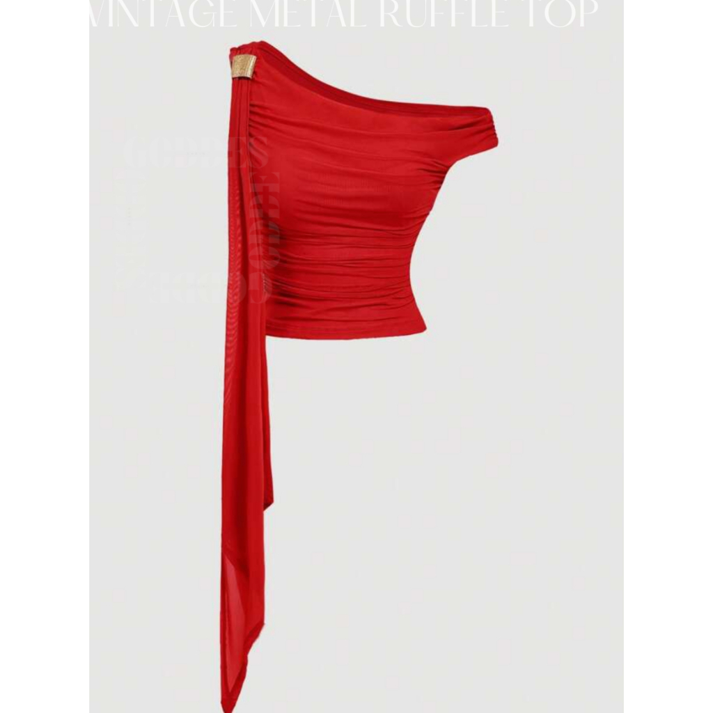Vintage Metal Ruffle Top - COLOR POP EDITION | SHEIN | Romantic Elegance Top | Classy One-Shoulder T