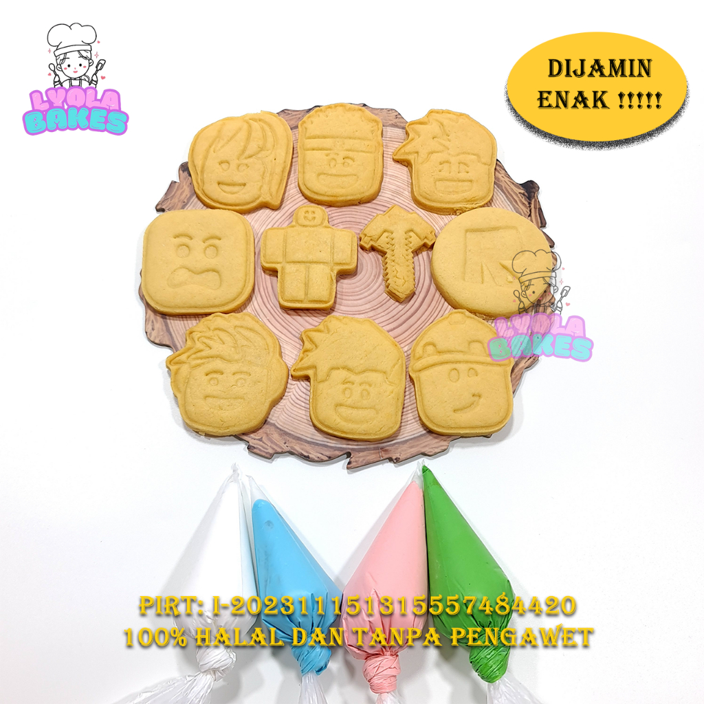 

COOKIES ROBLOX DIY KIT SEPAKET 10 PCS + 4 ICING SUGAR