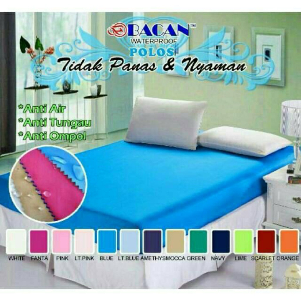 SPREI WATERPROOF ASLI 100%KATUN MICRO LATEX  BACAN&SAGA Size 180x200x25 cm preloved second