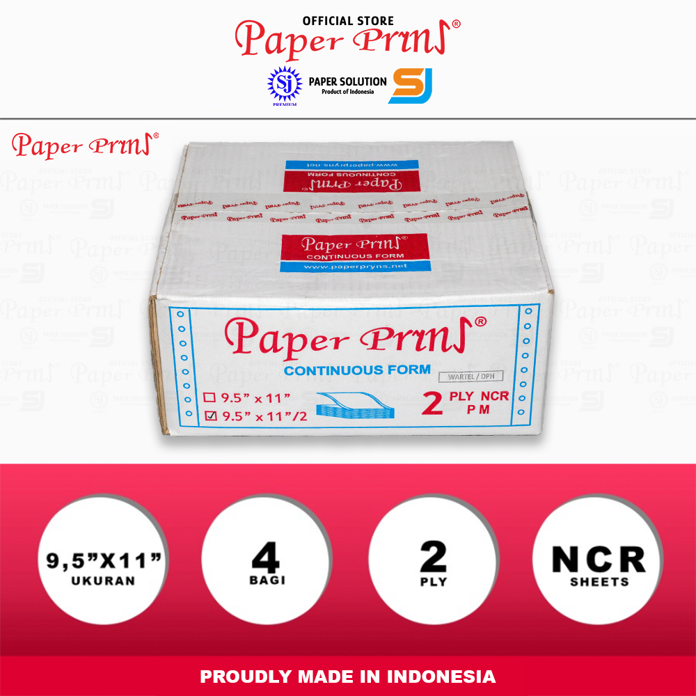 

Paperpryns Kertas Continuous Form 2PLY NCR DPH 9,5"/2 x 11"/2 (Bagi 4)