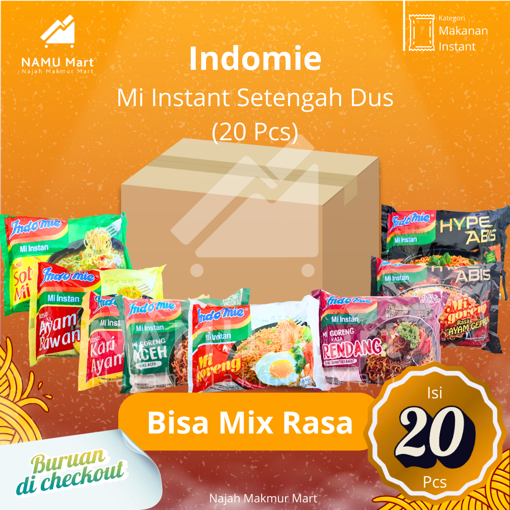

Indomie Banyak Rasa-Halal BPOM-Setengah Dus (20pcs)