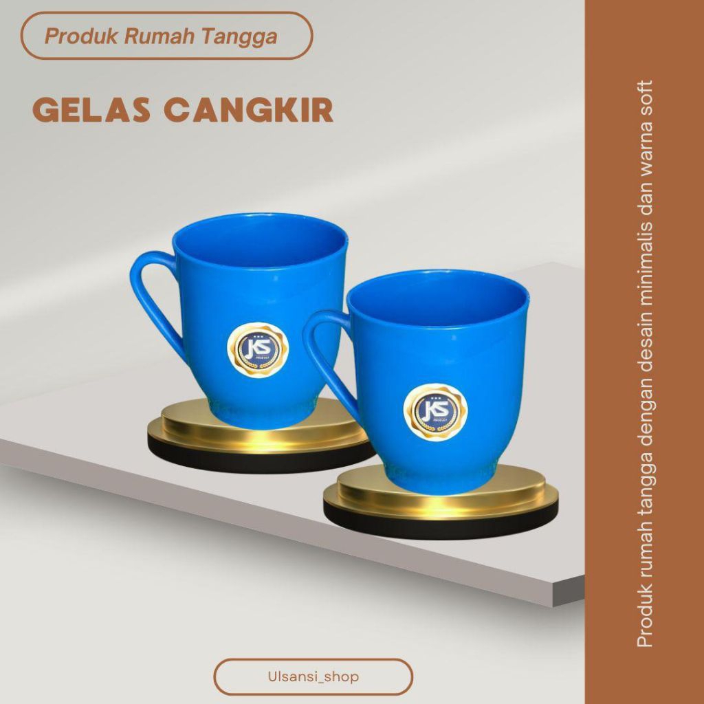 GELAS CANGKIR PLASTIK 6 PCS BPA FREE WARNA BIRU