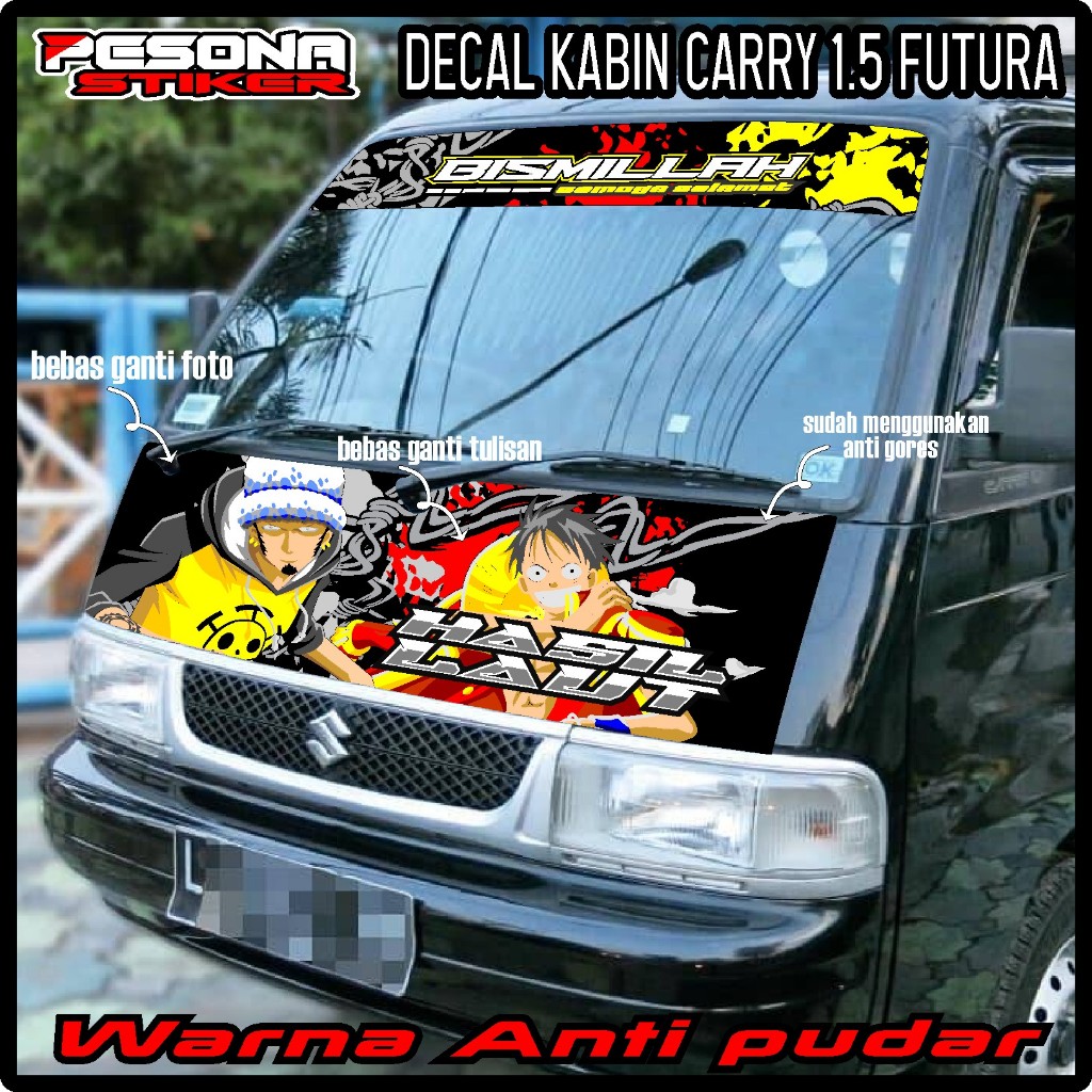 SATU SET STIKER KABIN DEPAN + STIKER KACA DEPAN MOBIL CARRY FUTURA,COLT T120SS,L300,GRANDMAX,APV DLL