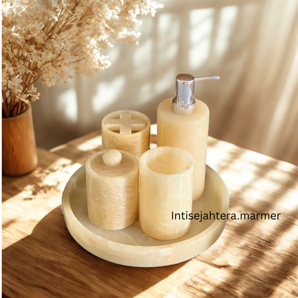Set Perlengkapan Kamar Mandi Marmer – Bathroom Accessories Set Minimalis