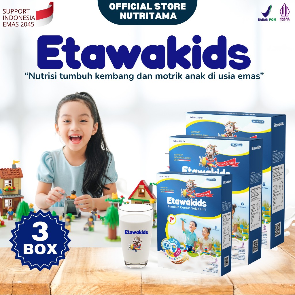 

Etawakids Platinum Susu Etawa Nutrisi Anak untuk Konsentrasi Belajar & Aktivitas Harian 3Box