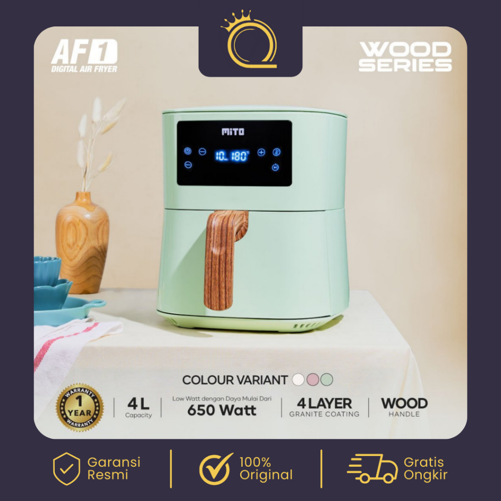 MITO Digital Air Fryer Low Watt 4 Liter AF-1 DigiFry Penggoreng Tanpa Minyak Anti Lengket