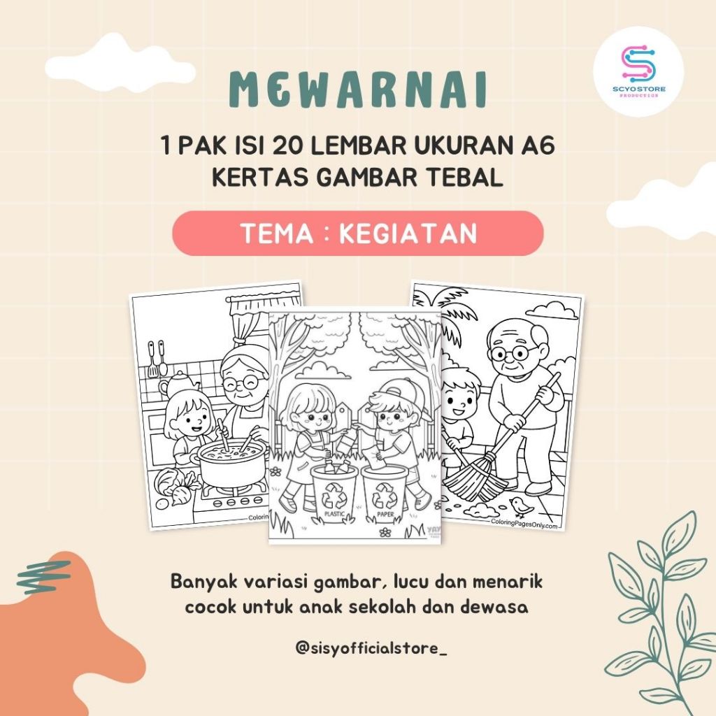 

KERTAS GAMBAR UNTUK ANAK TEMA KEGIATAN SEHARI HARI – LEMBAR MEWARNAI A6