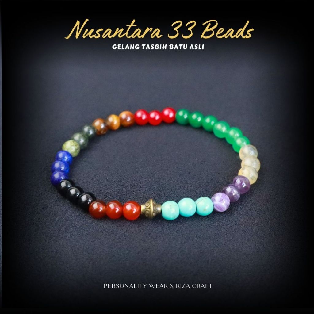 Gelang Tasbih 33 Butir Kecil Batu Kristal Alam Asli 100% Original Pirus Biru - Kecubung - Citrine - 