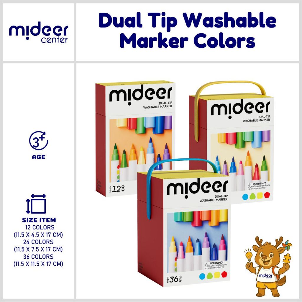 

Mideer Dual Tip Washable Marker 12 24 36 Colors Mainan Edukasi Anak