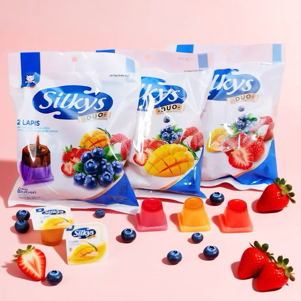 

40PCS+10PCS (FREE) TOTAL 50PCS PAKET PUDING SILKY GULA AREN JELLY PUDING 2LAPIS BERLAPIS GULA AREN MURNI DAN RASA BUAH-BUAHAN DAN RASA MANGGA BLUEBERRY STRAWBERRY Pudding Fruity Rendah gula Alami