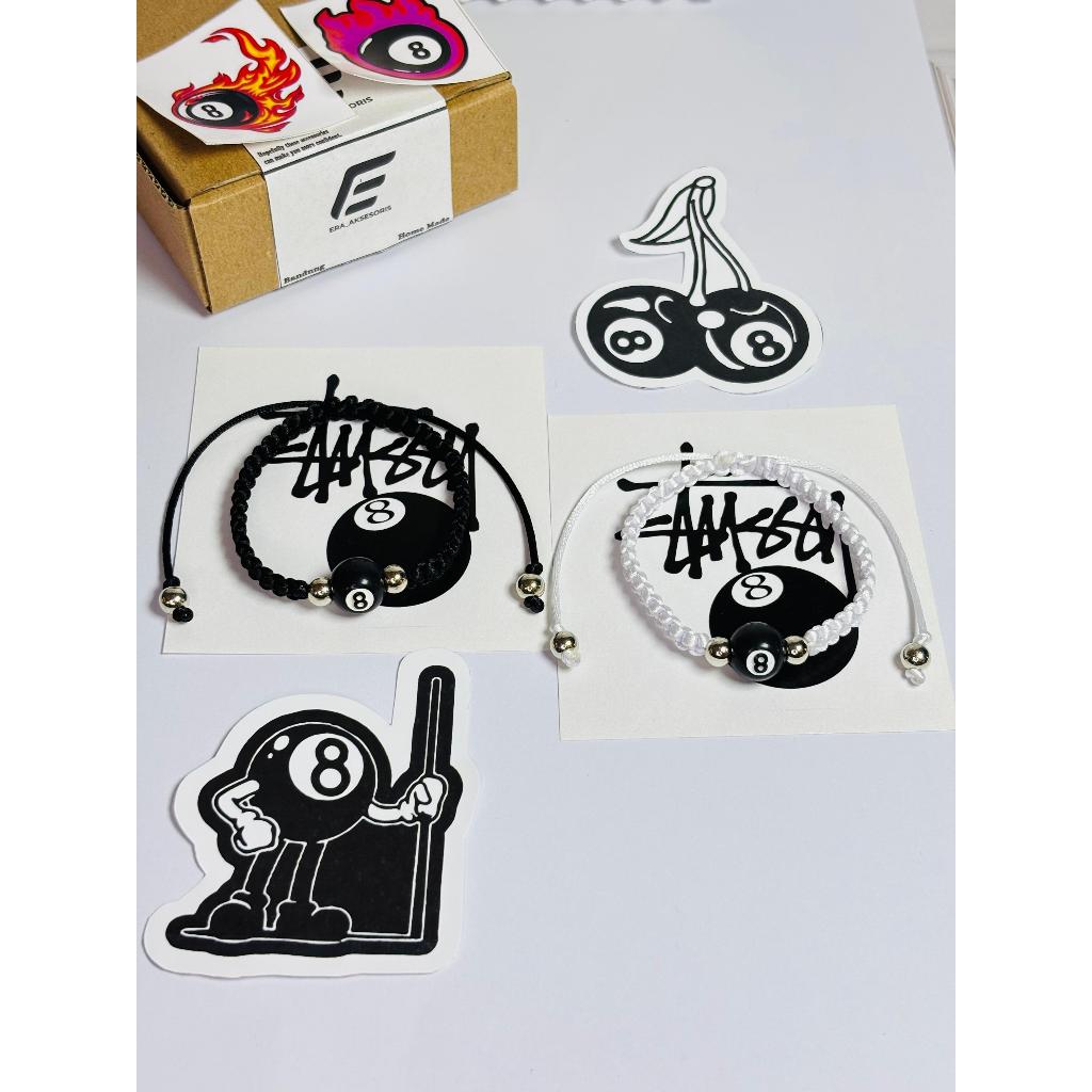 (BISA COD) Gelang Couple Magnet Rajut Stussy 8 Ball Macrame