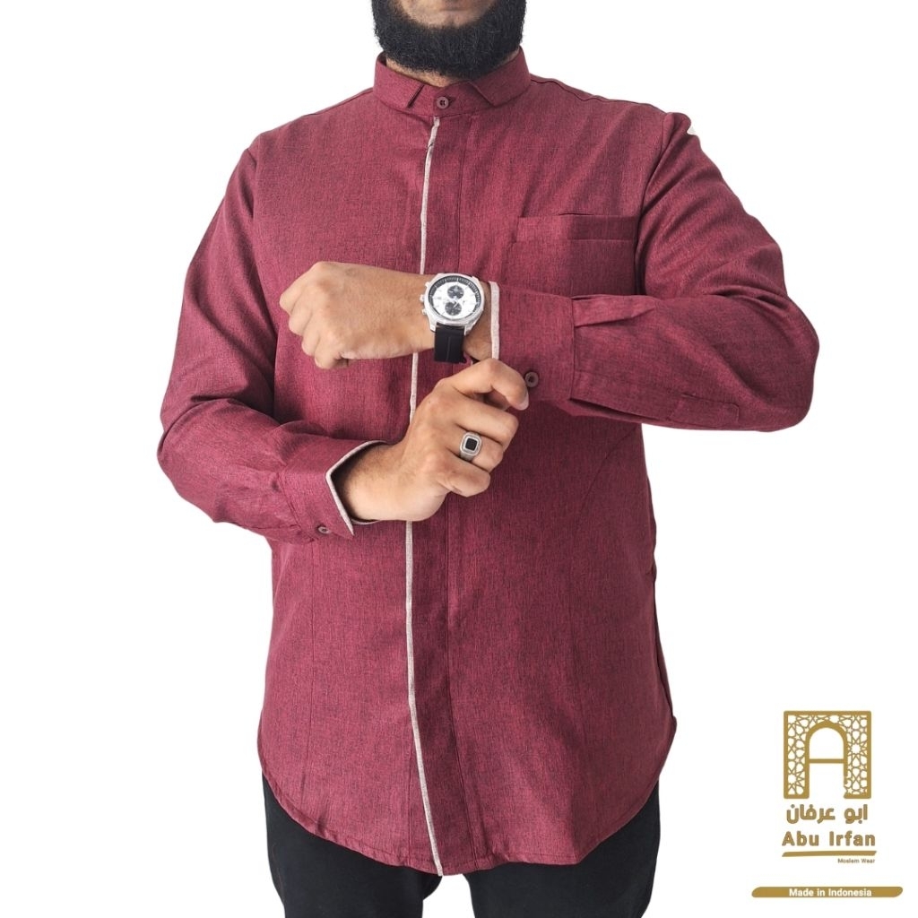 Kemeja Koko Merah Maroon
