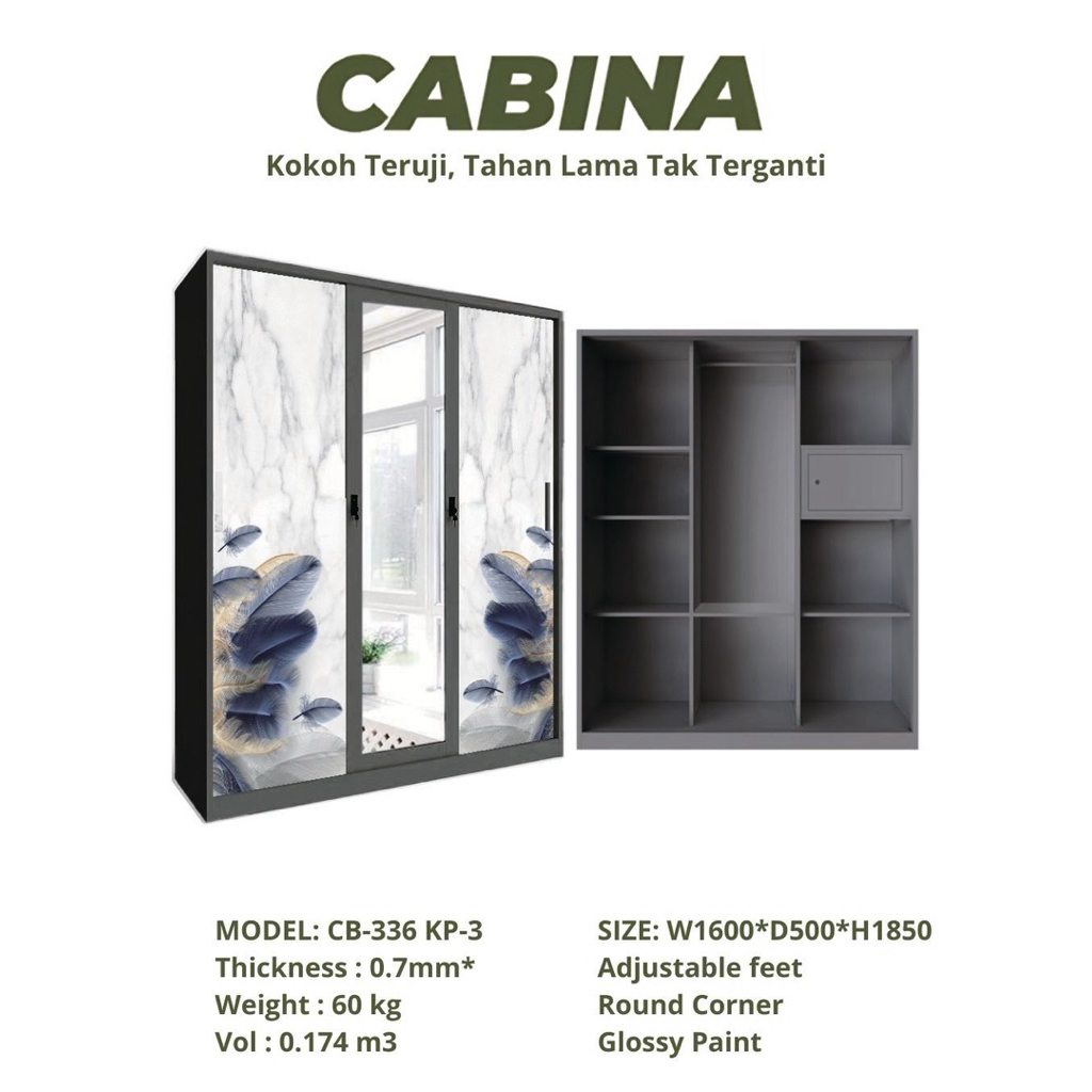 Lemari Besi Sliding (4 Pintu & 3 Pintu Jumbo)