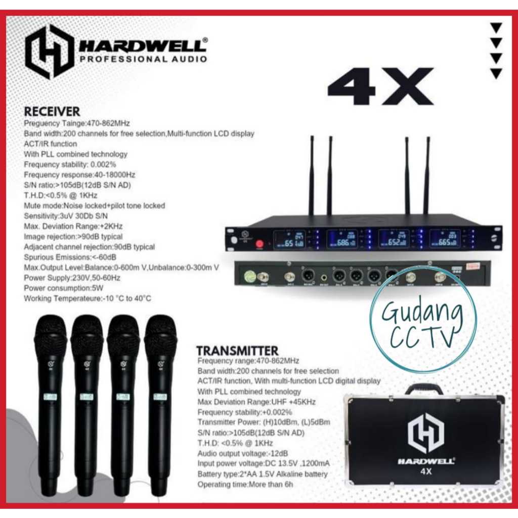 Mic Wireless Hardwell 4X Original Free Koper Hardwell 4 x Mikrofon Bergaransi Resmi