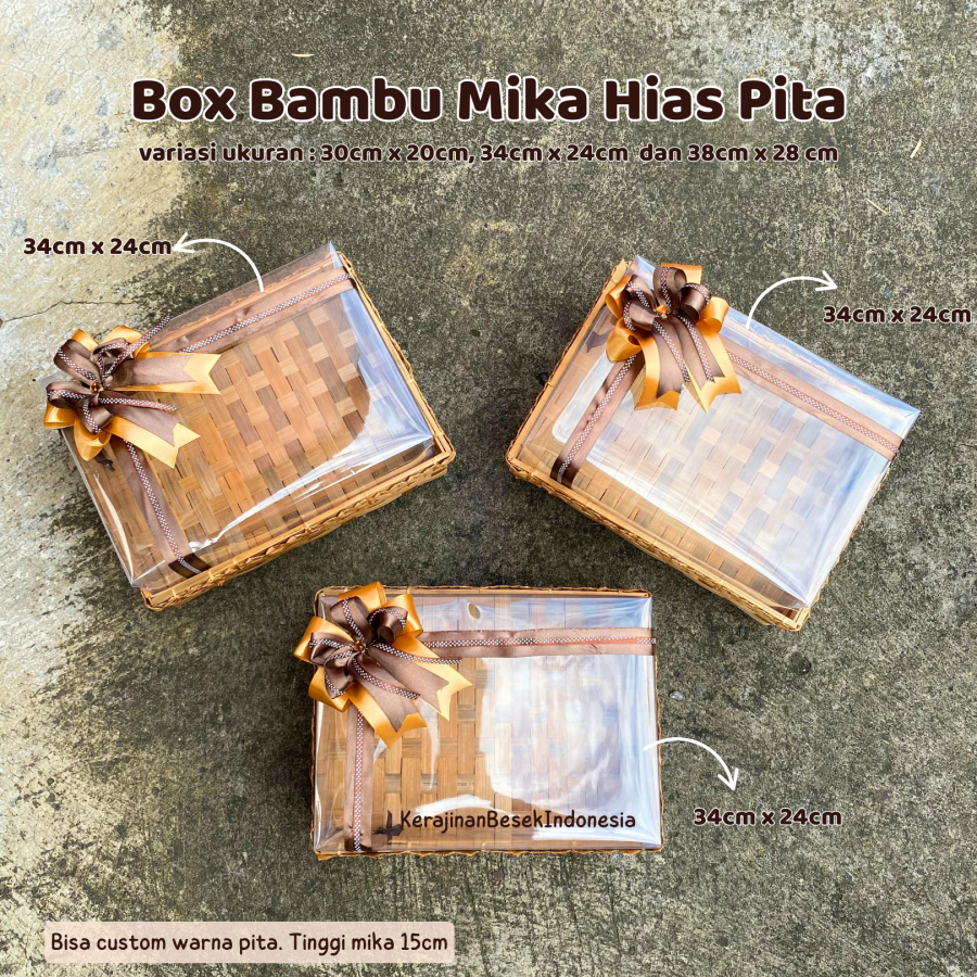 

SET BOX HANTARAN isi 3 BONUS PITA Parsel bambu mika besar makanan hampers seserahan piring murah uni