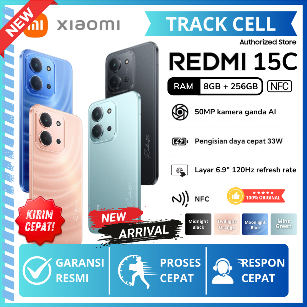 Xiaomi Redmi 15C NFC 6/128GB 8GB/256GB 6.9" 120Hz HP Xiaomi Terbaru 2025 ORIGINAL Garansi Resmi