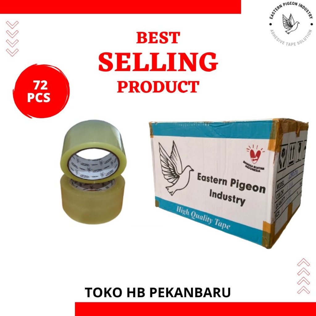 

Lakban Bening / Coklat 48mm x 90yard - EASTERN PIGEON - Lengket & Tidak Mudah Putus