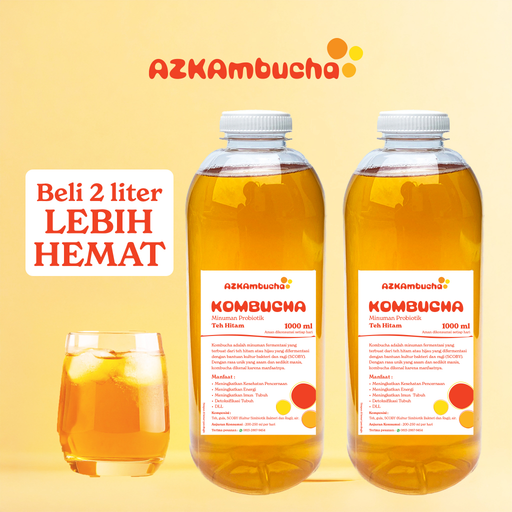 

KOMBUCHA ORIGINAL 2 Liter MINUMAN PROBIOTIK FERMENTASI bisa INSTAN/SAMEDAY