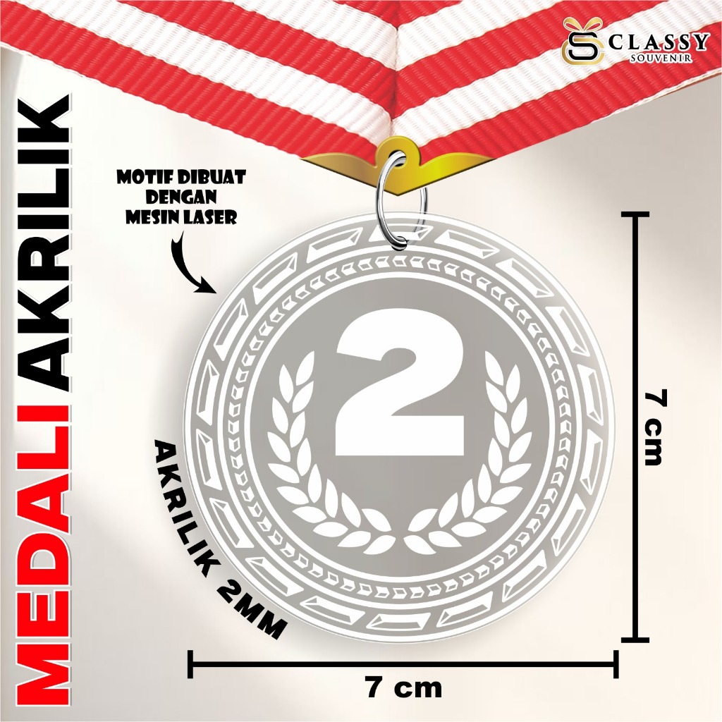 MEDALI AKRILIK TRANSPARAN - MEDALI AKRILIK JUARA LOMBA READY STOCK