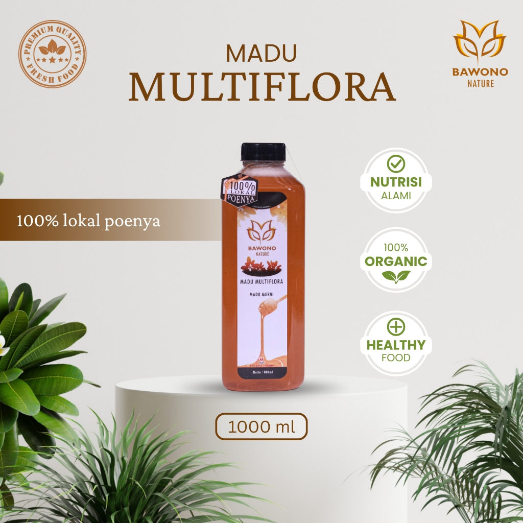 

Madu Multiflora Murni 1000 ml Organik Bawono Nature - 100% Madu Herbal Asli, Alami, Kaya Nutrisi
