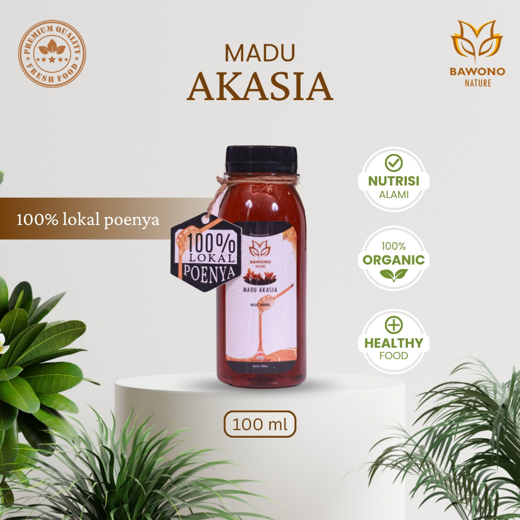 

Madu Akasia Murni 100 ml Organik Bawono Nature - 100% Madu Herbal Asli, Alami, Kaya Nutrisi