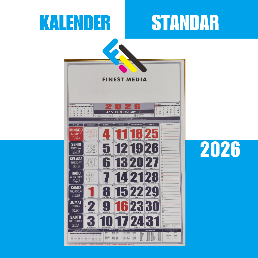 

OBRAL KALENDER DINDING 2026 UMUM - KALENDER KERJA UKURAN STANDAR TERMURAH