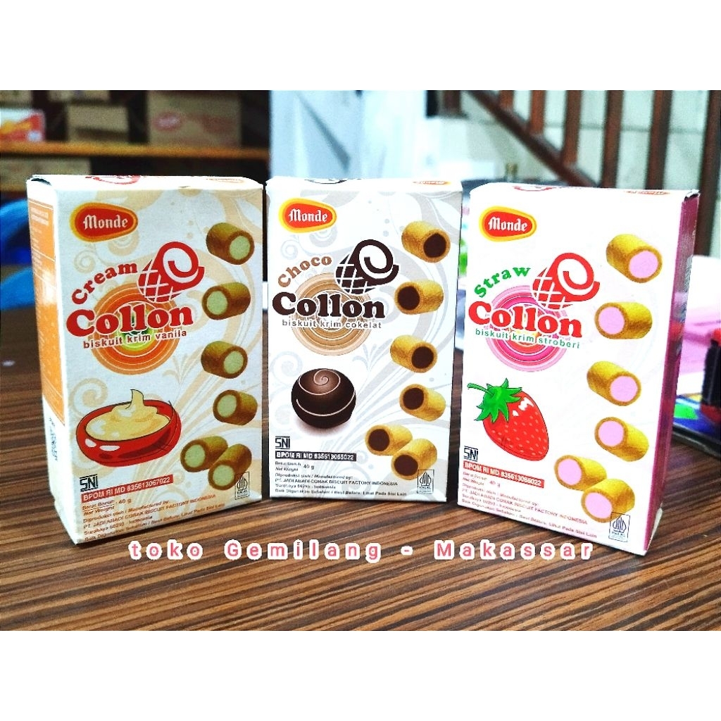 

Monde collon biskuit roll isi krim cokelat / stroberi / vanila 40 gr