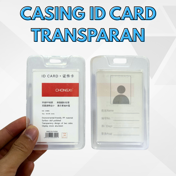 

Casing ID Card Transparan Ukuran 5,4 Cm x 8,6 Cm, Bahan Tebal, Bening, Ramah Lingkungan, Tahan Air dan Debu.