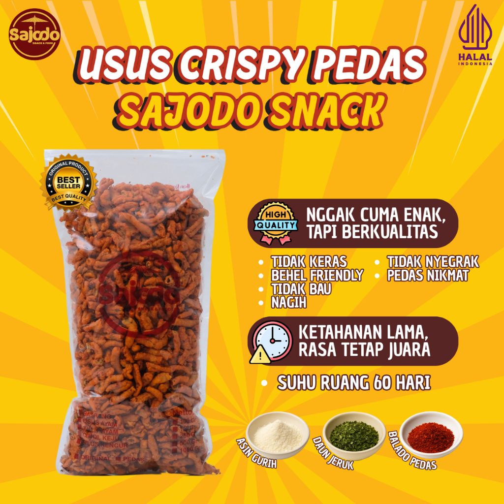 

Usus Ayam Crispy Daun Jeruk Sajodo Snack & Food (250 gr, 500 gr, 1 kg)