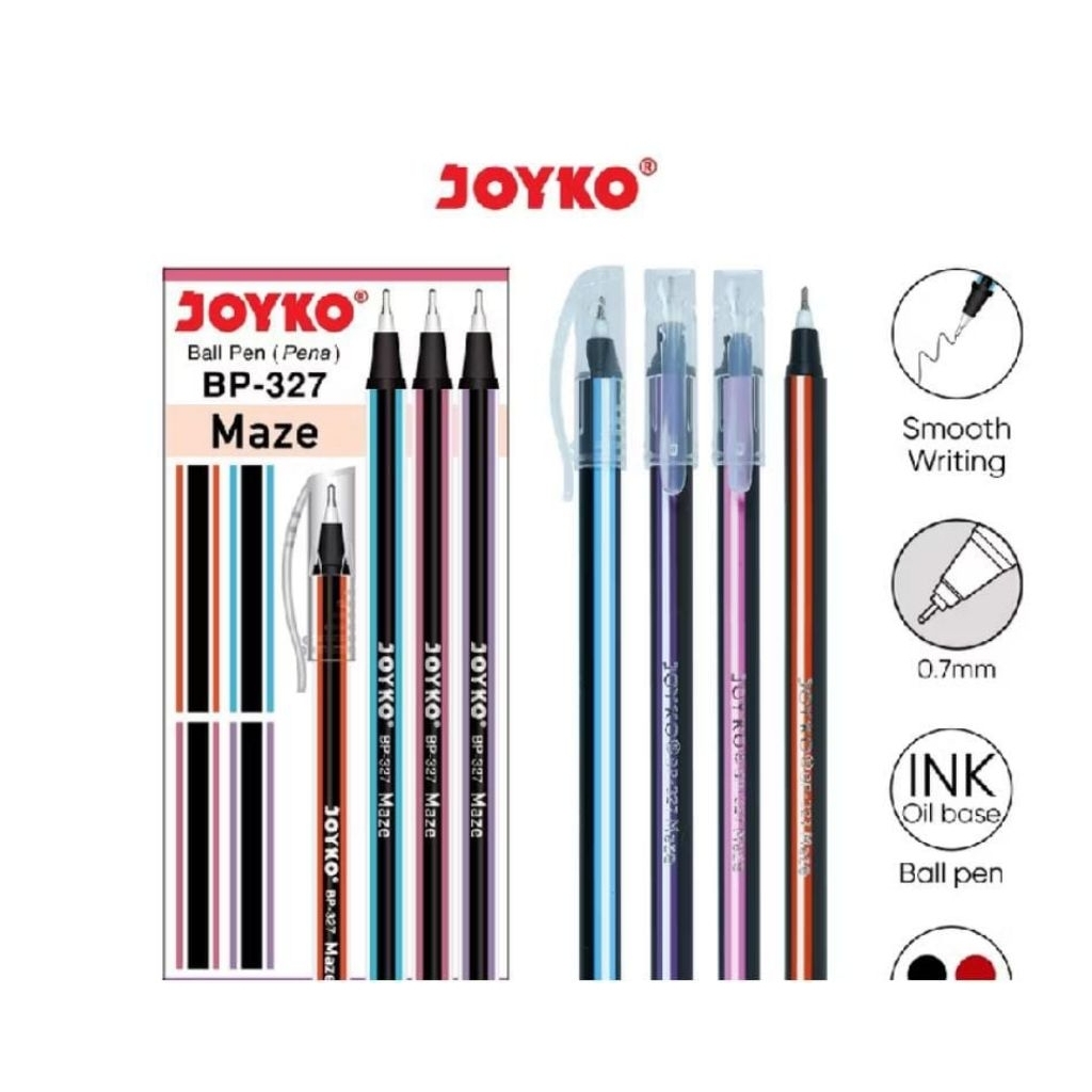 

Joyko Ball Pen Pulpen Pena BP-327 Maze 0.77 mm 1 Box 12 pcs