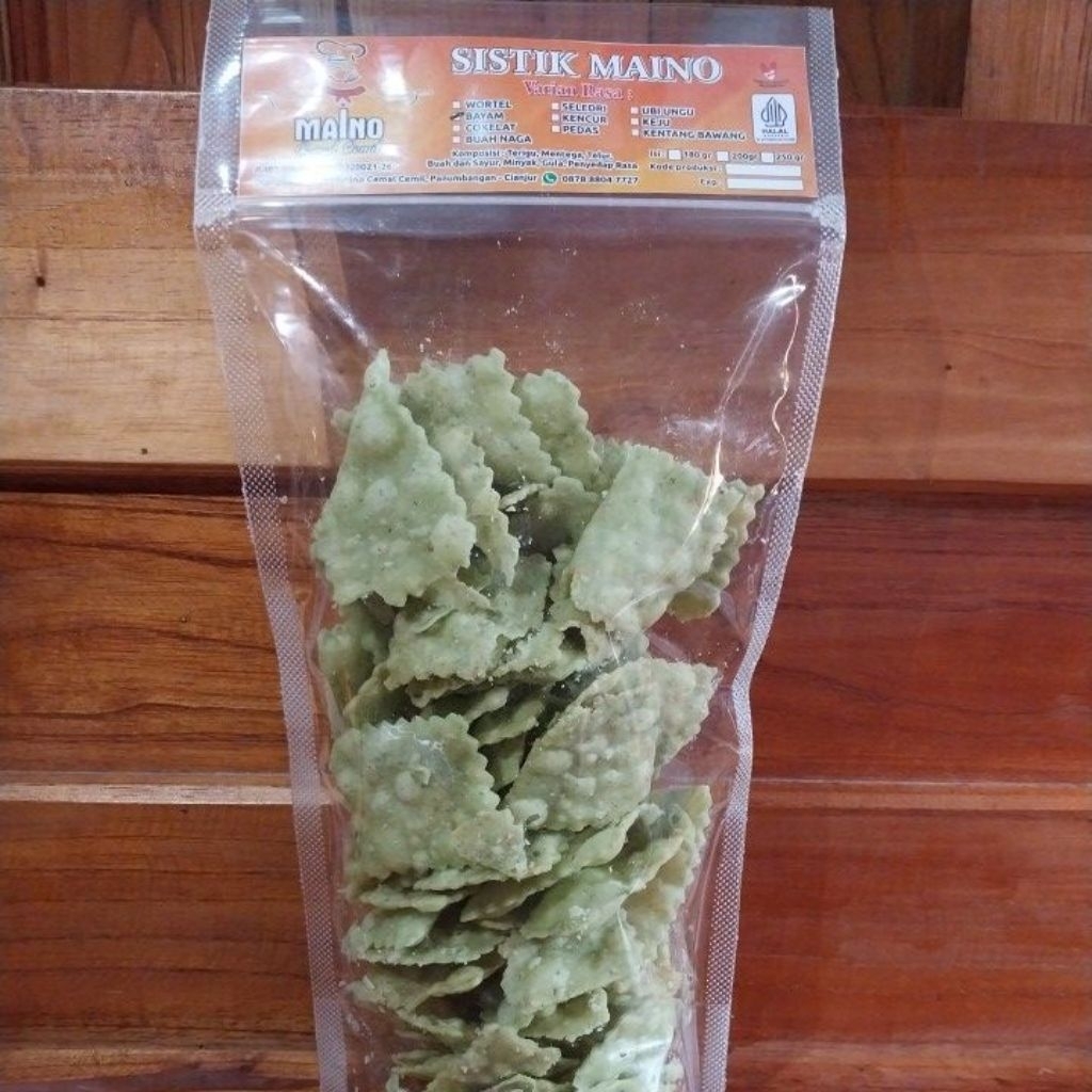 

Maino Sistik bayam, cemilan, food, makanan ringan