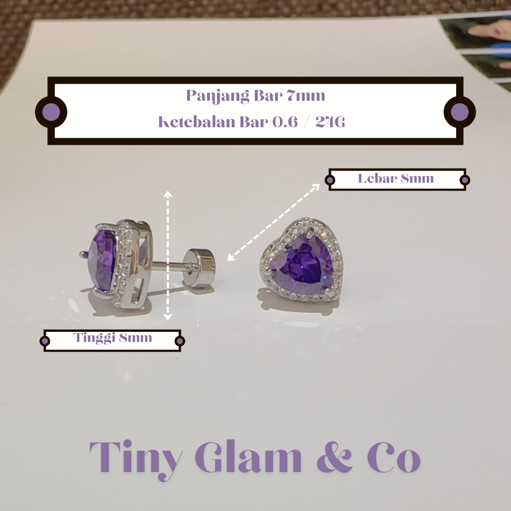 (Sepasang) Anting Tindik Barbel Titanium Lapis Emas 18K - Tiny Glam & Co