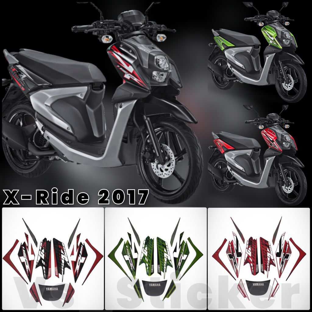 STRIPING STICKER LIST STANDART MOTOR YAMAHA X RIDE 2017 MERAH HITAM HIJAU