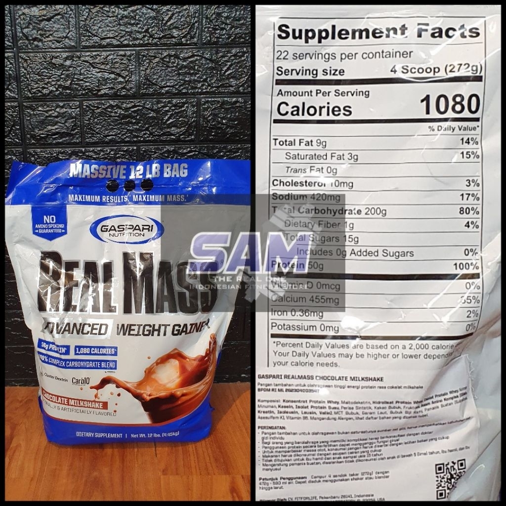 Suplemen Fitness GASPARI Real Mass 12 lb Weight Gainer