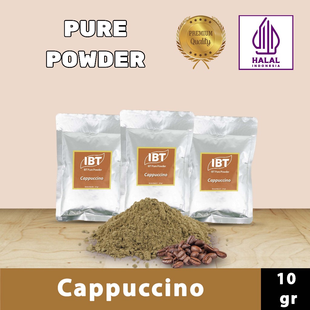 

Pure Cappuccino Powder. Impor Taiwan. Bubuk Essence Murni Kualitas Bagus Sachet