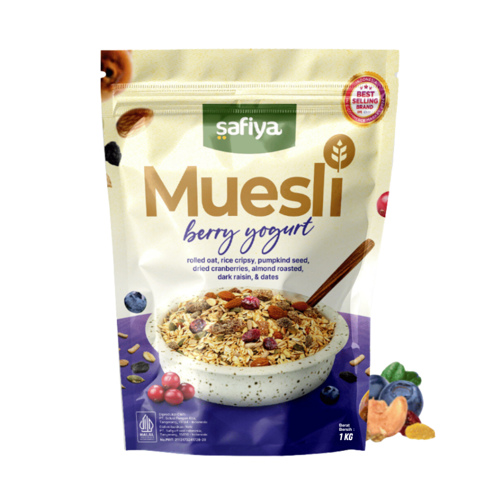 

Muesli Berry Yogurt Safiya 1 kg Healthy Food Sereal with Almond Premium