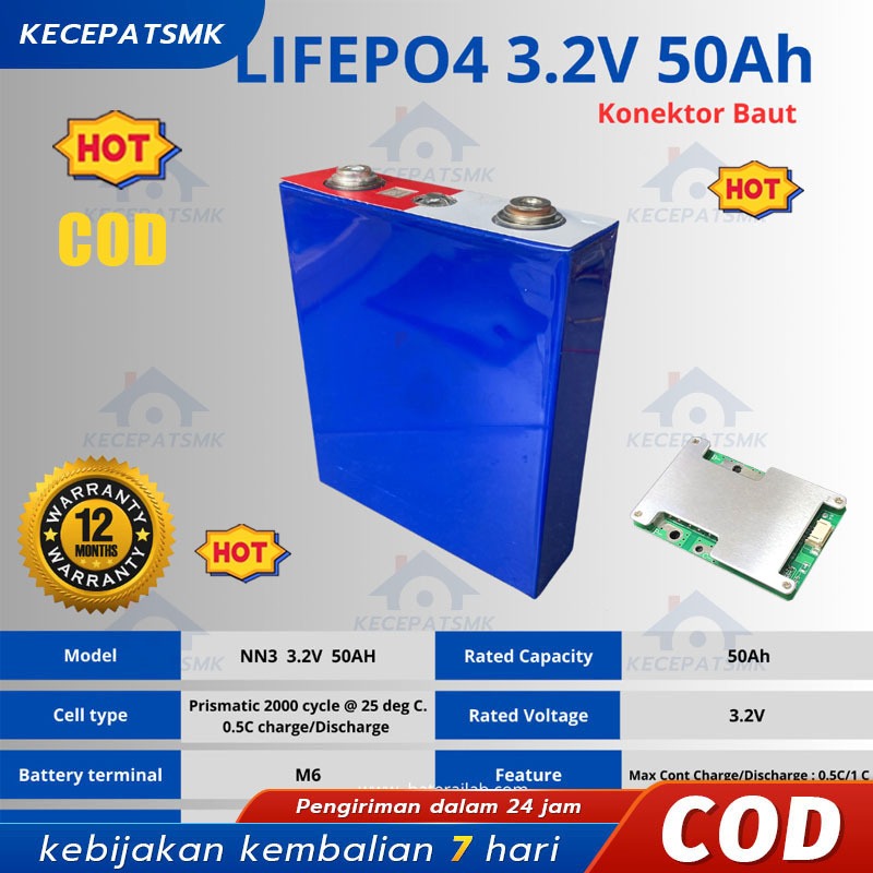 CALB UPS 12V Baterai Lifepo4 3.7v 12AH/25AH/50AH Baru Elektrik Baterai Lithium LIFEPO4 3.2V 50Ah DIS