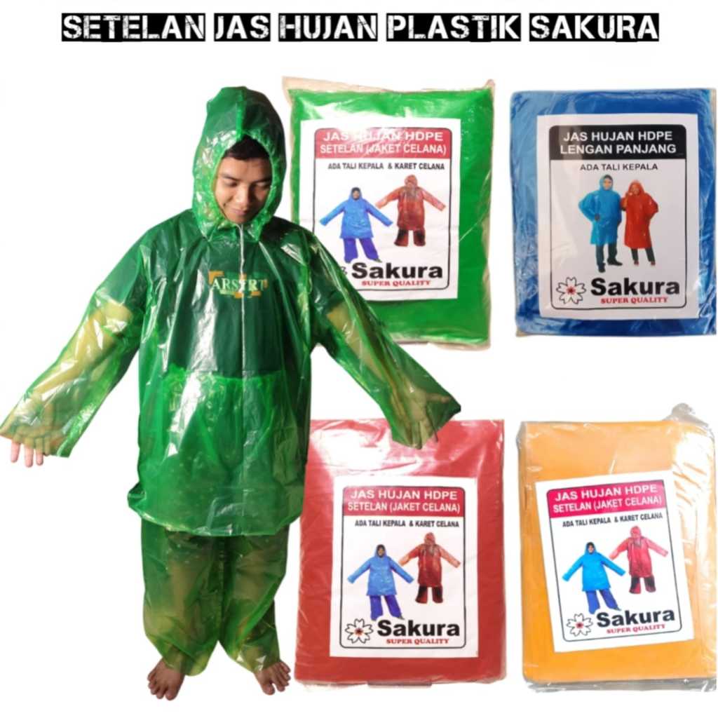 Jas Hujan Baju Celana Best Quality Model Karet Gelang Jas Hujan Plastik Setelan - Safa.300