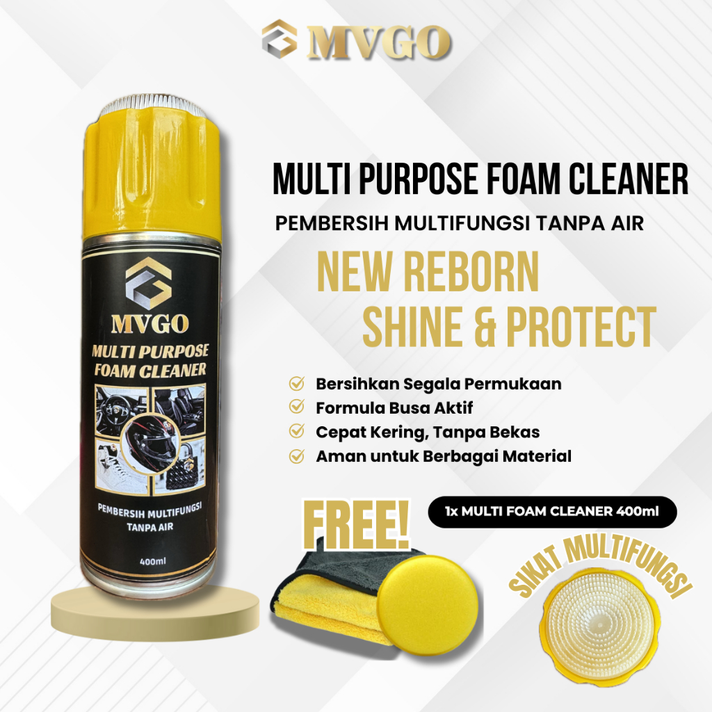 MVGO Multi Purpose Foam Cleaner 400ml – Pembersih Multifungsi Tanpa Air untuk Interior Mesin Mobil M
