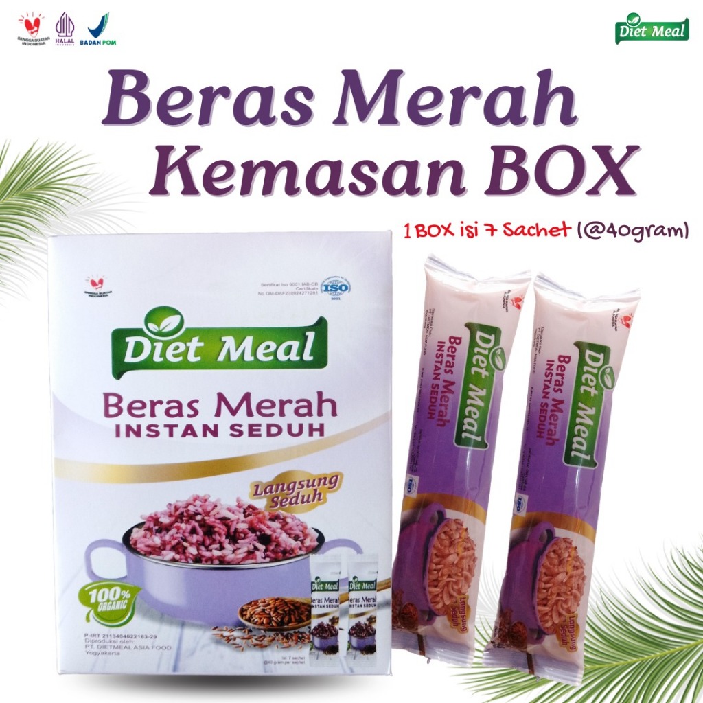 

Dietmeal Beras Merah Instan Seduh Kemasan Dus Box Isi 7 Sachet
