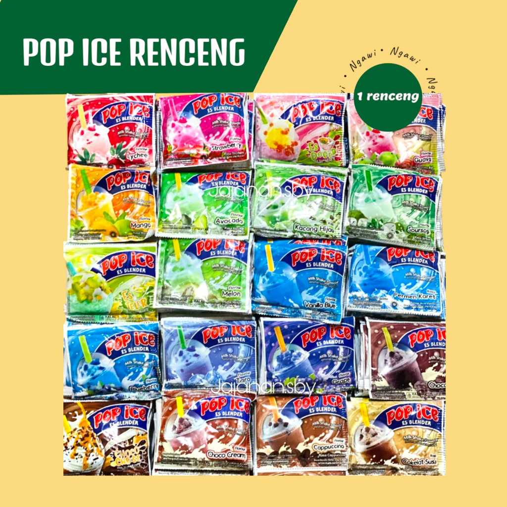 

POP ICE ALL VARIAN / MINUMAN SACHET POP ICE / POP ICE RENTENG / POP ICE 1 RENCENG ISI 10