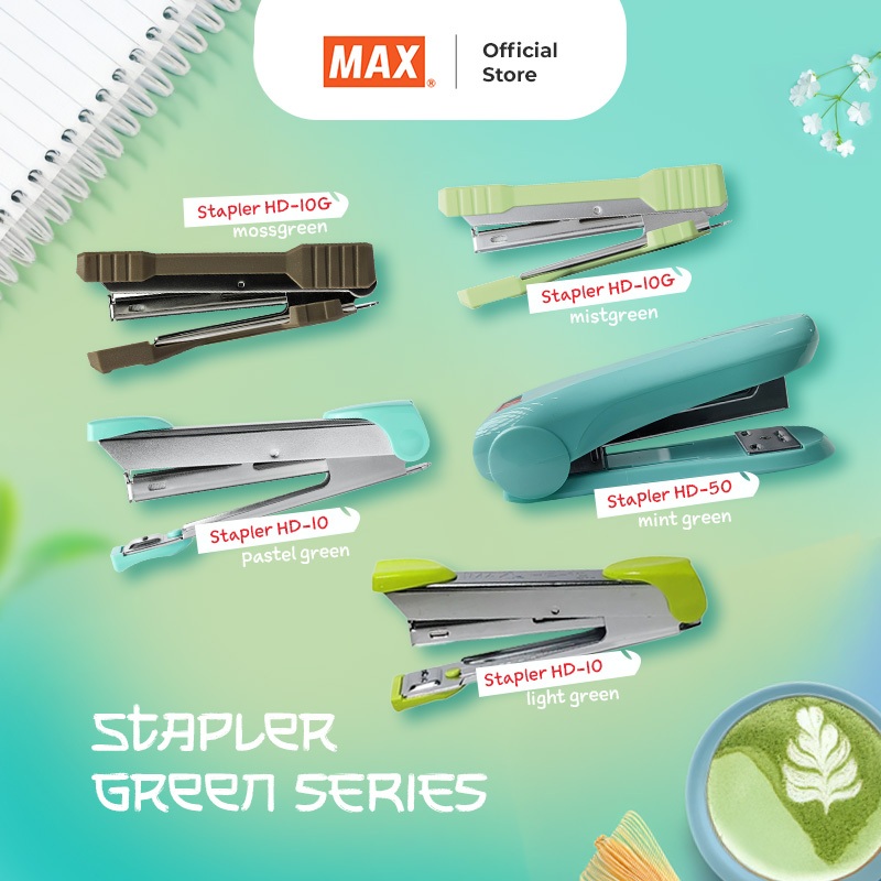 

MAX Stapler Staples Jegrekan Hekter HD 10 HD 50 Green Matcha Series