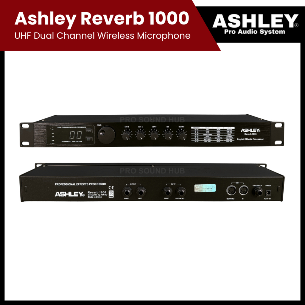 Ashley Reverb 1000 Multi Effect Vocal Efek Vokal 2 Channel Reverb Delay Chorus Flanger Rotary Pitch