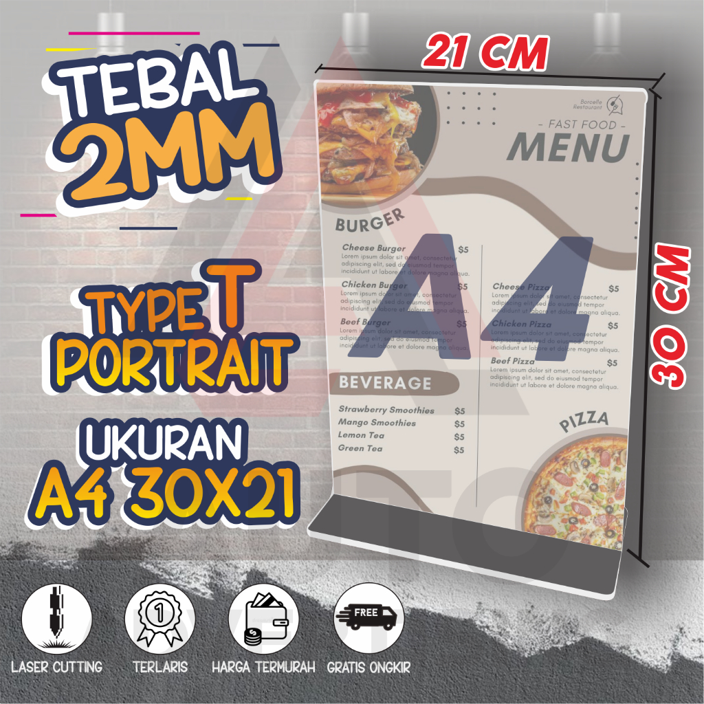 

STAND A4 21 CM X 30 CM L DAN T AKRILIK DI SISIPI KERTAS BROSUR POSTER KANTOR MIKA ACRYLIC DAFTAR LANSCAPE DUDUKAN PAPAN NOMOR MEJA KONTER PULSA BENING MEDIA PROMOSI TENT CARD MENU NOMER TOKO RESTORAN PORTRAIT MURAH TERLARIS STATIONERY SEKOLAH PROMO CARD