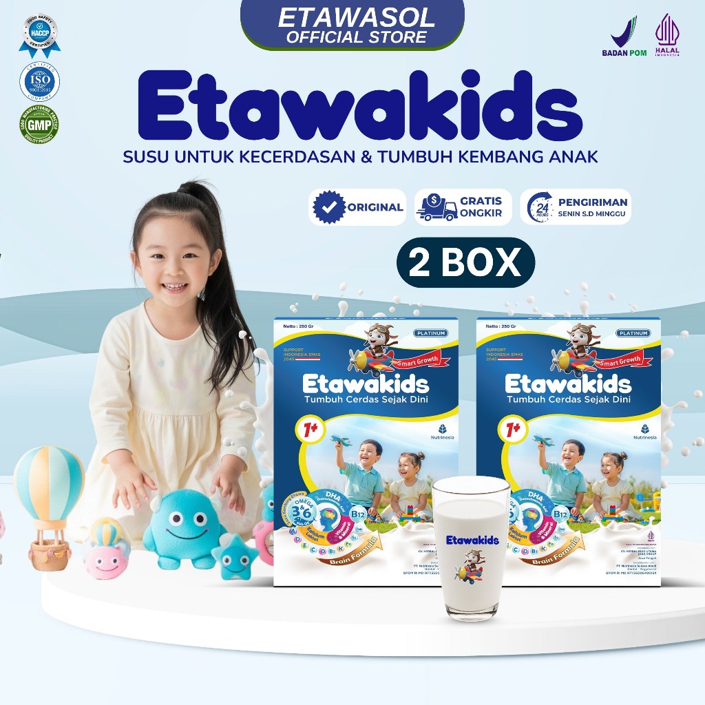 

Susu Anak Sehat Etawakids Platinum dengan DHA & Omega 3 6 untuk tumbuh kembang anak & Otak Cerdas 2 Box