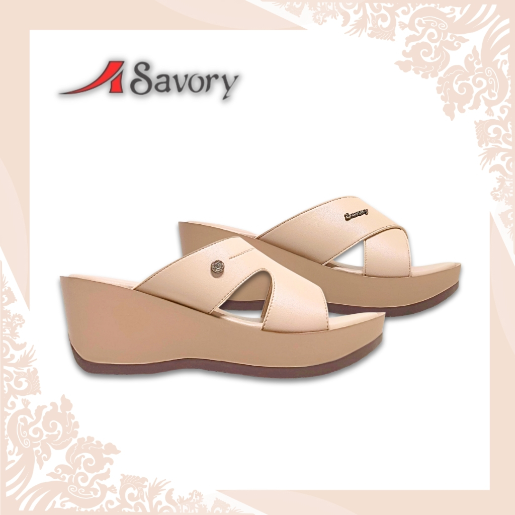 Savory Sz. 36-40 Sandal Wedges Wanita / Ibu Slip On  | GE141 / GE142