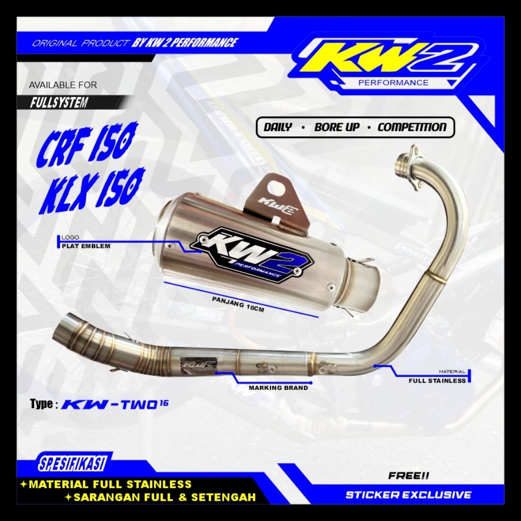 Knalpot racing CRF kolong bawah fullset knalpot original by KW2 PERFORMANCE