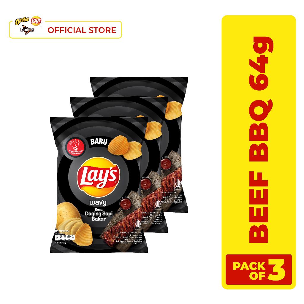 

Lay's Wavy Beef BBQ Potato Chips 64gr - Pack of 3
