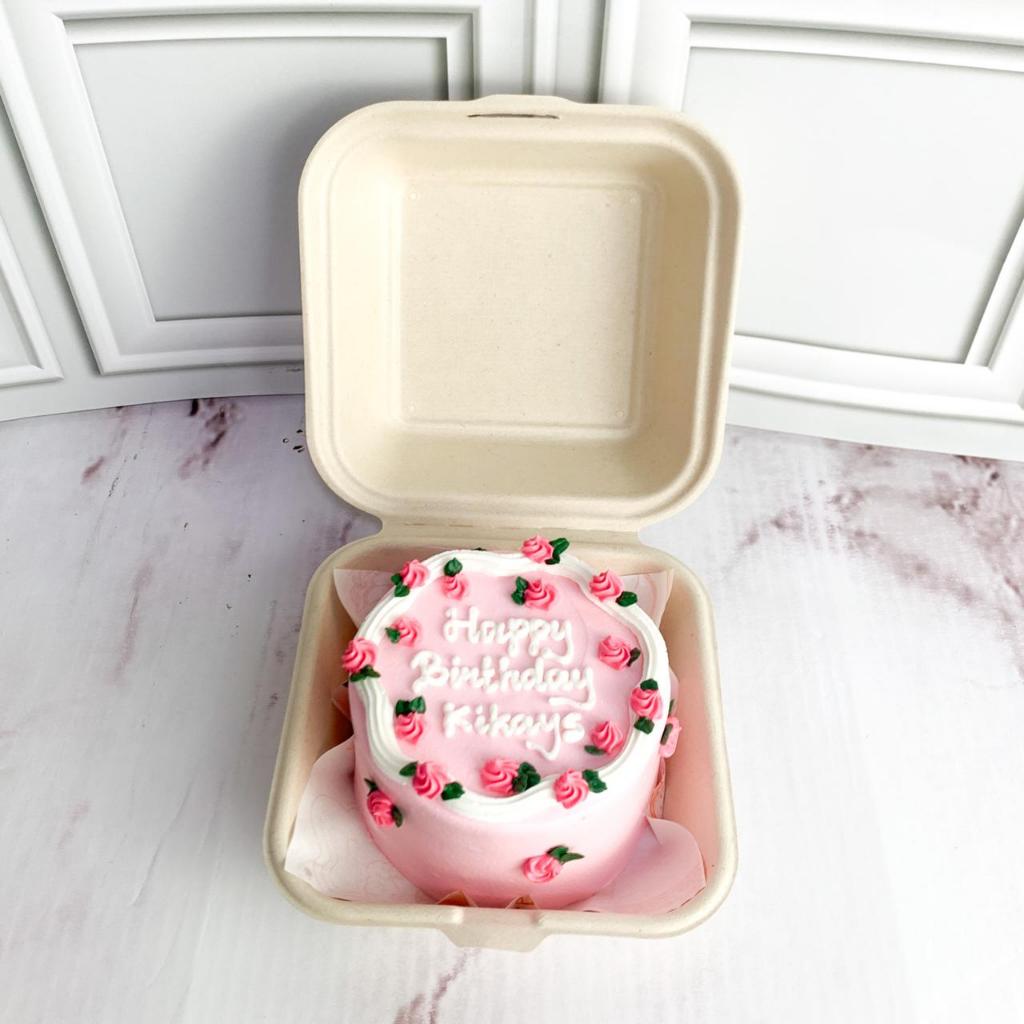 

Kue Ulang tahun/Birthday Cake/Kue Ultah Tema Pink flower/Korean Mini Cake